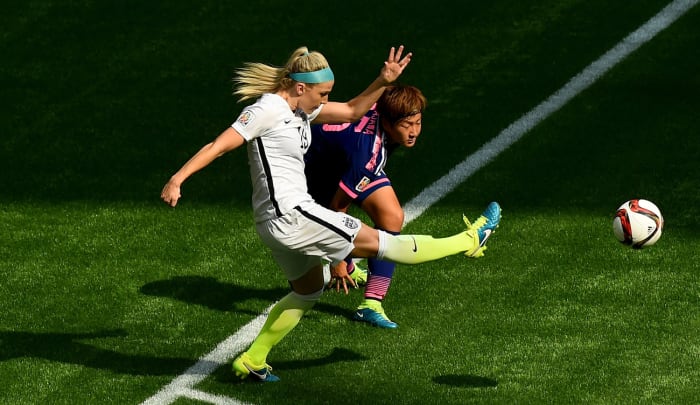 Julie in action against Japan in the World Cup final in 2015.